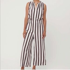 LOFT Striped Smocked Jumpsuit